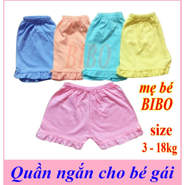 SET 5 QUẦN NGẮN BÈO MÀU CHO BÉ GÁI TỪ SƠ SINH ĐẾN 18KG