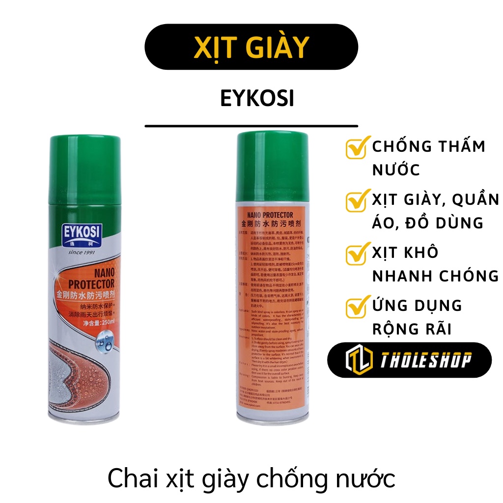 Chai Xịt Giày Chống Nước - Bình Xịt Nano EYKOSI Chống Thấm, Bụi Bẩn Cho Đồ Da 8512