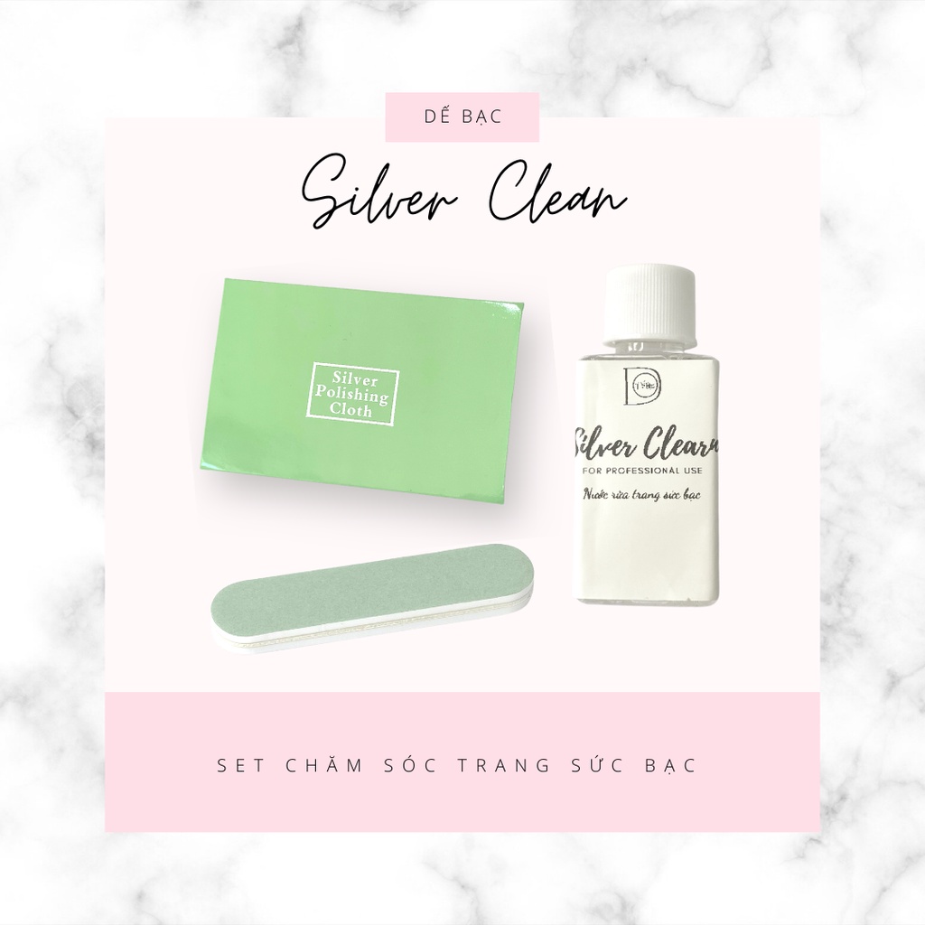 Combo làm sáng bạc nước rửa bạc khăn lau bạc thanh làm sáng bạc Sliver Clean Dế Bạc