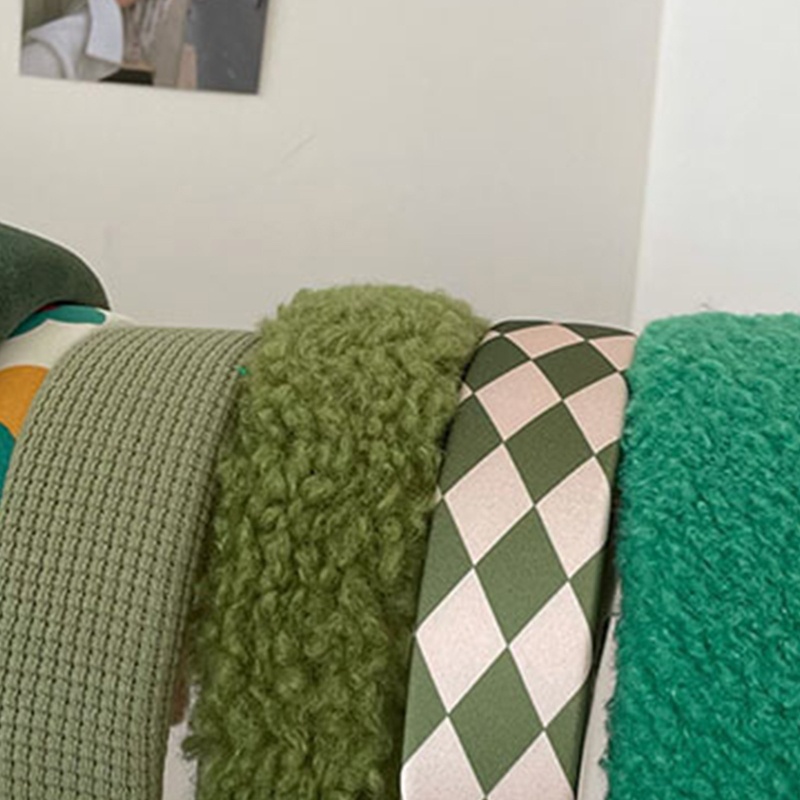 Băng Đô Nhung Kẻ Ô Vuông Màu Sắc Trơn Đàn Hồi Phong Cách Vintage