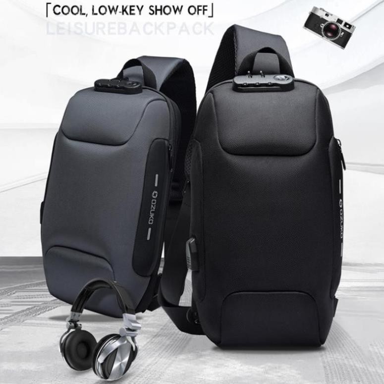 [hàng sẵn- freeship- bảo hành 6 tháng] Túi đeo chéo OZUKO không thấm nước chống trộm có cổng USB thời trang nam | BigBuy360 - bigbuy360.vn