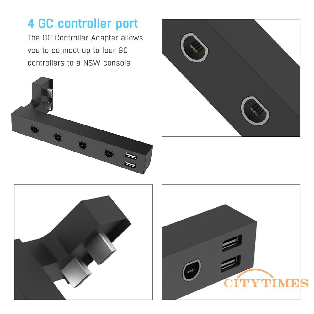 Đầu Nối 4 Cổng Usb Kèm 2 Cổng Usb Cho Tay Cầm Chơi Game Nintendo Gamecube