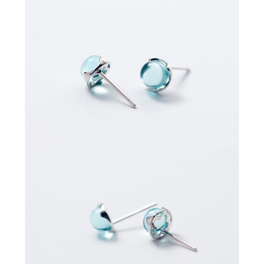 Khuyên tai bạc Ý s925 đá xanh ngọt ngào Hàn Quốc E9463 - AROCH Jewelry