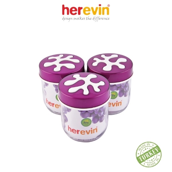 Bộ 3 Hũ Thuỷ Tinh Tròn Trơn Nắp Decor Herevin 425ml - HEHU135357-812 [GIAO MÀU NGẪU NHIÊN]