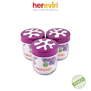 Bộ 3 Hũ Thuỷ Tinh Tròn Trơn Nắp Decor Herevin 425ml - HEHU135357-812 [GIAO MÀU NGẪU NHIÊN]
