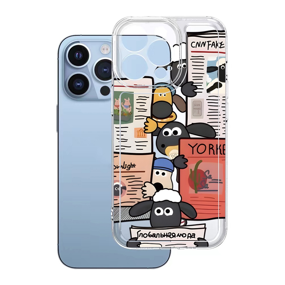 Ốp Điện Thoại TPU Gel Đệm Khí Chống Rơi Màu Đen Hình Báo Cho iPhone 13 Pro Max 14 12 iPhone 11 XR 8 7 SE 2022