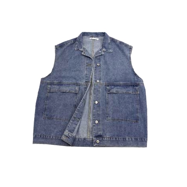 Áo Jeans Gile Denim Unisex Form rộng phong cách Hàn Quốc xanh bạc
