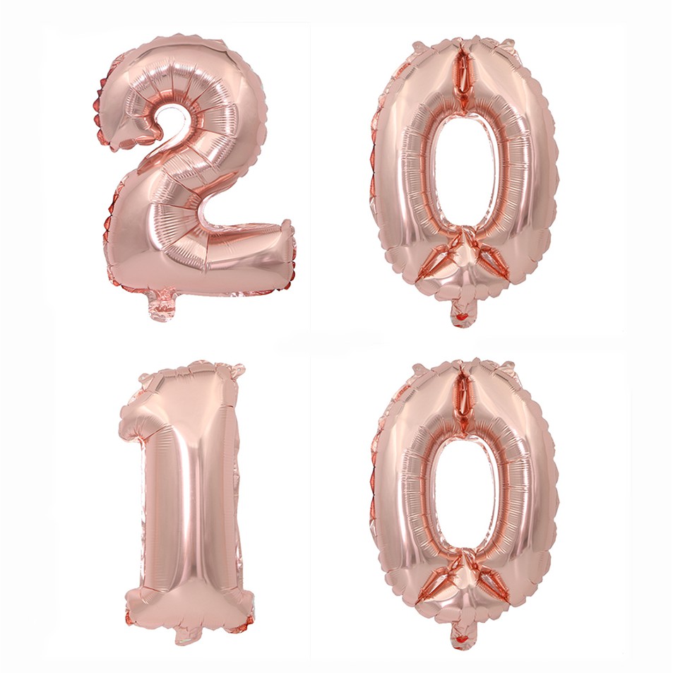 Bong Bóng Hình Số 0-9 32 inch Màu Vàng Hồng