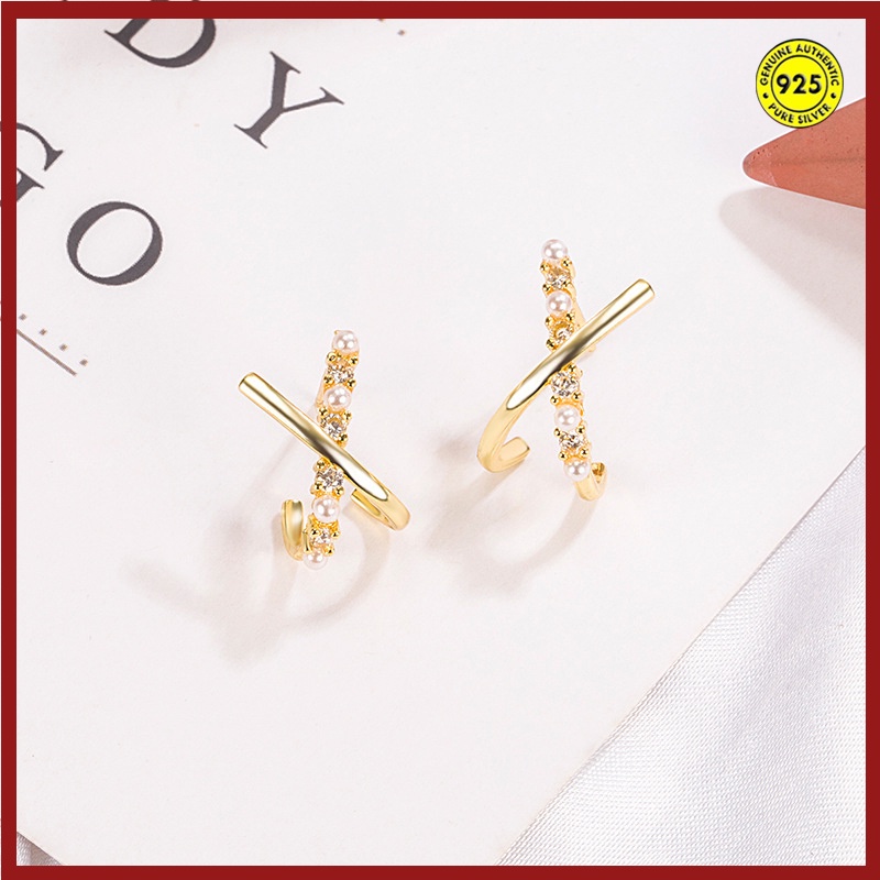 Bông Tai Mạ Vàng 18K Đính Hạt Giả Ngọc Trai U930