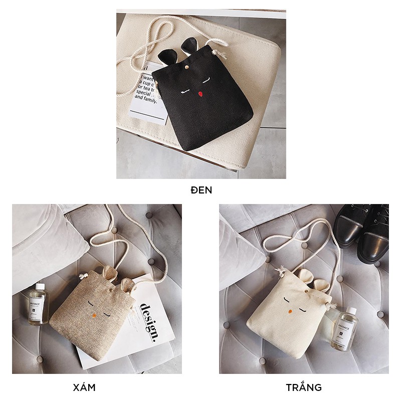 Túi tote vải đeo chéo canvas bag giá rẻ đẹp đi học LUKAMO TX03