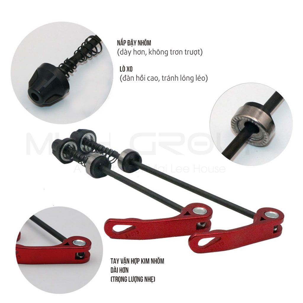 Ty Kẹp Trục Bánh Xe Đạp Trục Xiên Khóa Mở Nhanh Trục Bánh Xe Đạp Hợp Kim Nhôm  MLH