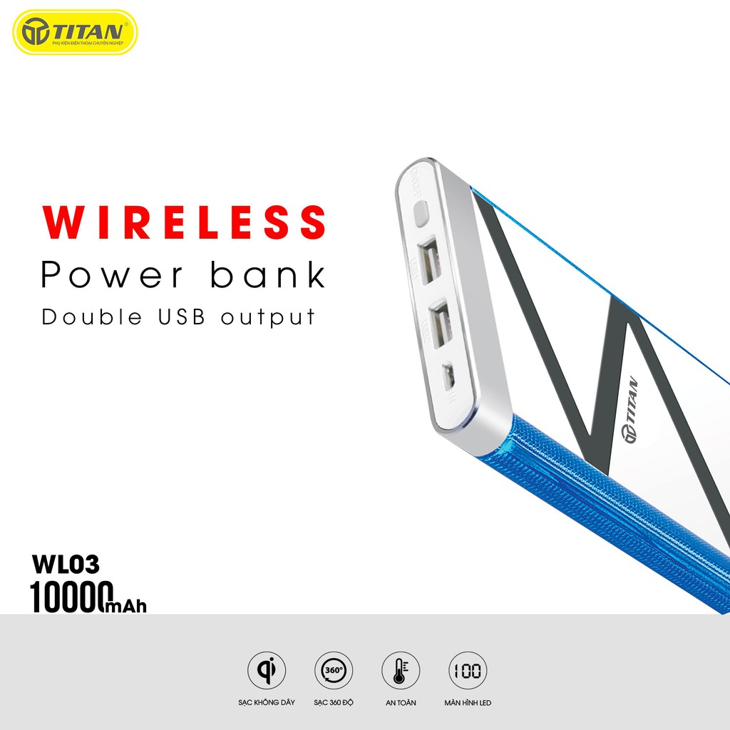 Pin dự phòng không dây TITAN WL03 10.000mAh