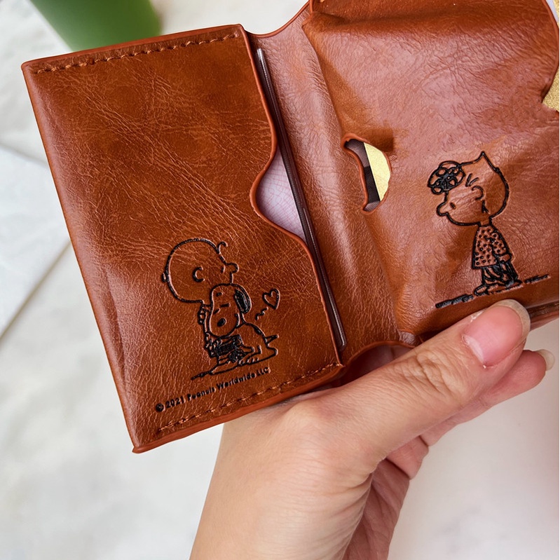 Ví Da pu Ngắn Đựng Tiền Xu In Hoạt Hình snoopy Dễ Thương Cho Nam Và Nữ