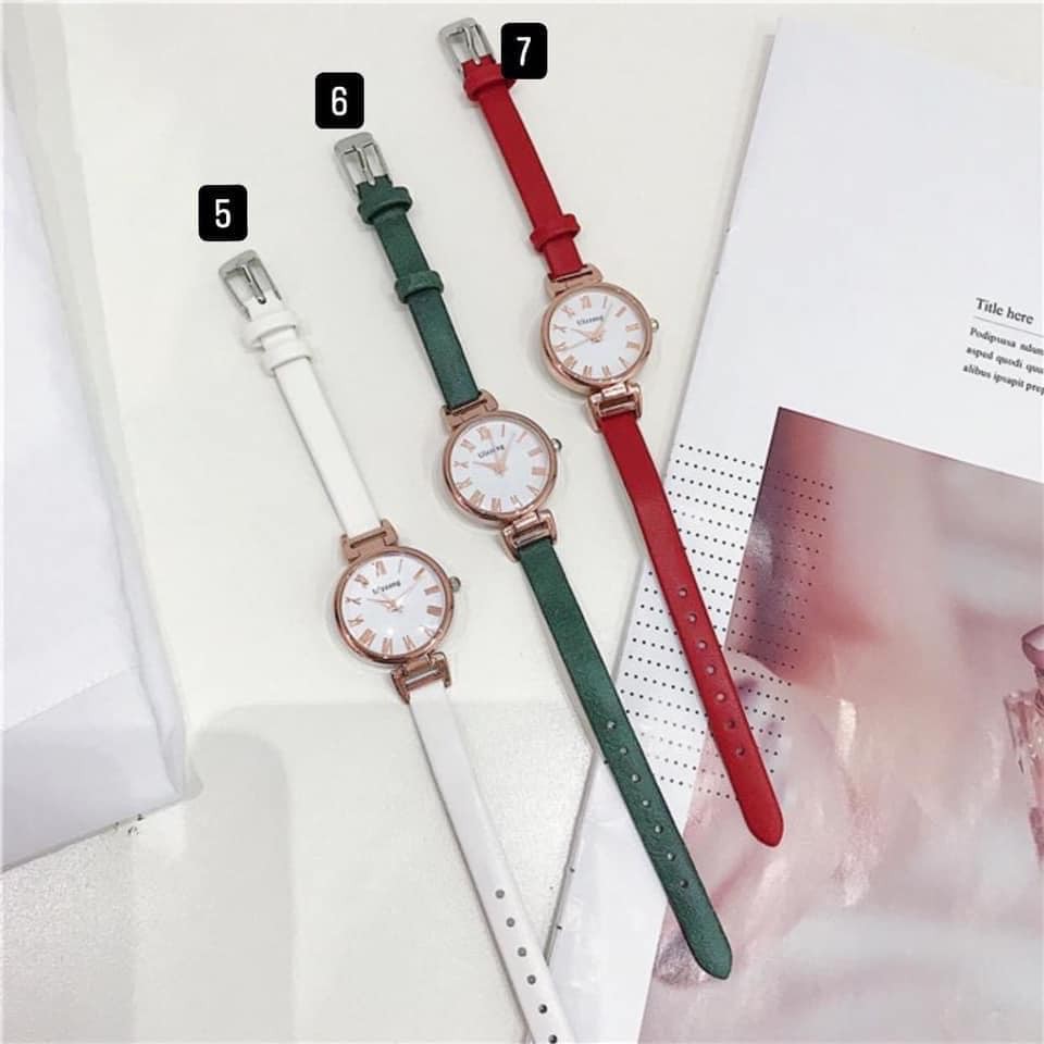 Đồng Hồ Nữ Ulzzang Dây Da Cao Cấp Mặt Số La Mã Nữ Tính