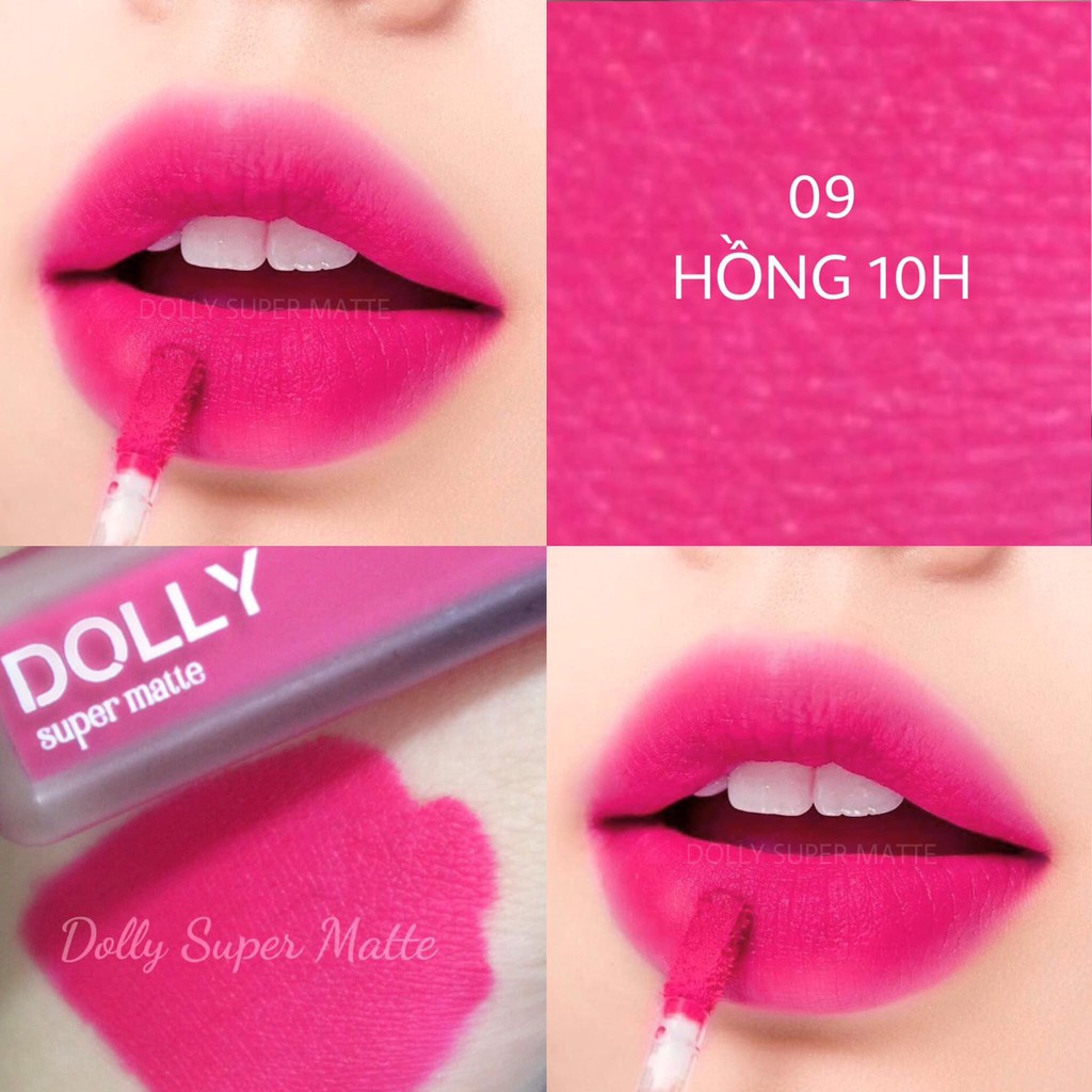[09 Hồng Hoa 10 Giờ] Son Kem Lì Dolly Super Matte Không Chì Màu Hồng 10 Giờ Tách Sét | BigBuy360 - bigbuy360.vn