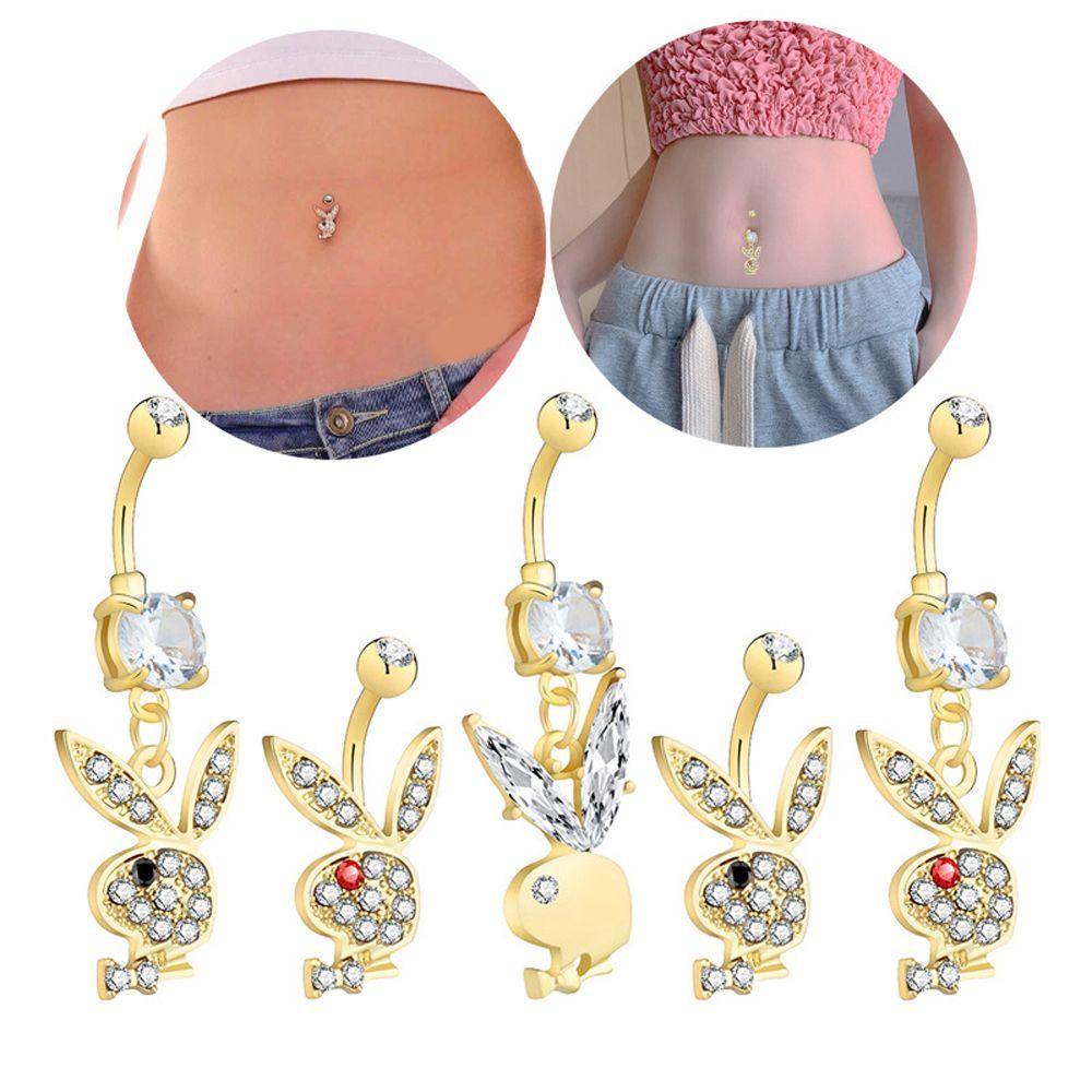 Khuyên Rốn Hình Thỏ Bằng Thép Không Gỉ Ngọt Ngào Thời Trang Cho Nữ|Khuyên Rốn Phong Cách Hàn Quốc Cá Tính