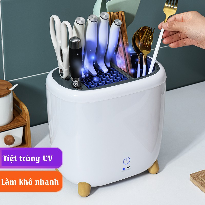 Ống Đựng Dao Đũa Thìa Khử Trùng Thông Minh Tiện Dụng - diệt khuẩn bằng tia UV giúp diệt 99,9% vi khuẩn