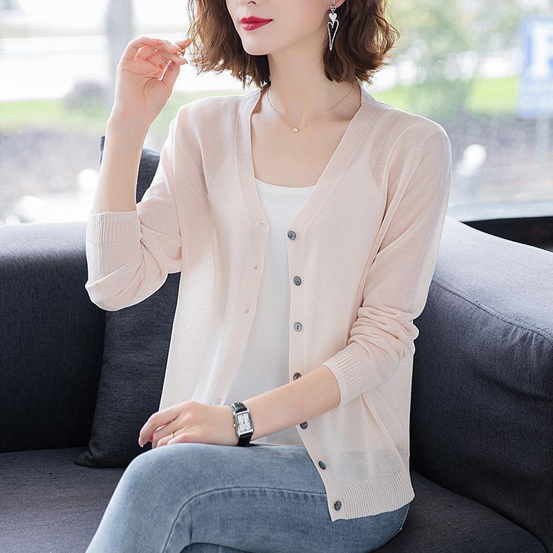 Áo Khoác cardigan Vải Lụa Lạnh Dệt Kim Mỏng Ngắn Bảo Vệ Chống Nắng Bên Ngoài Cho Nữ Năm 2021👗Purashiersacefairy dress👚】 | BigBuy360 - bigbuy360.vn