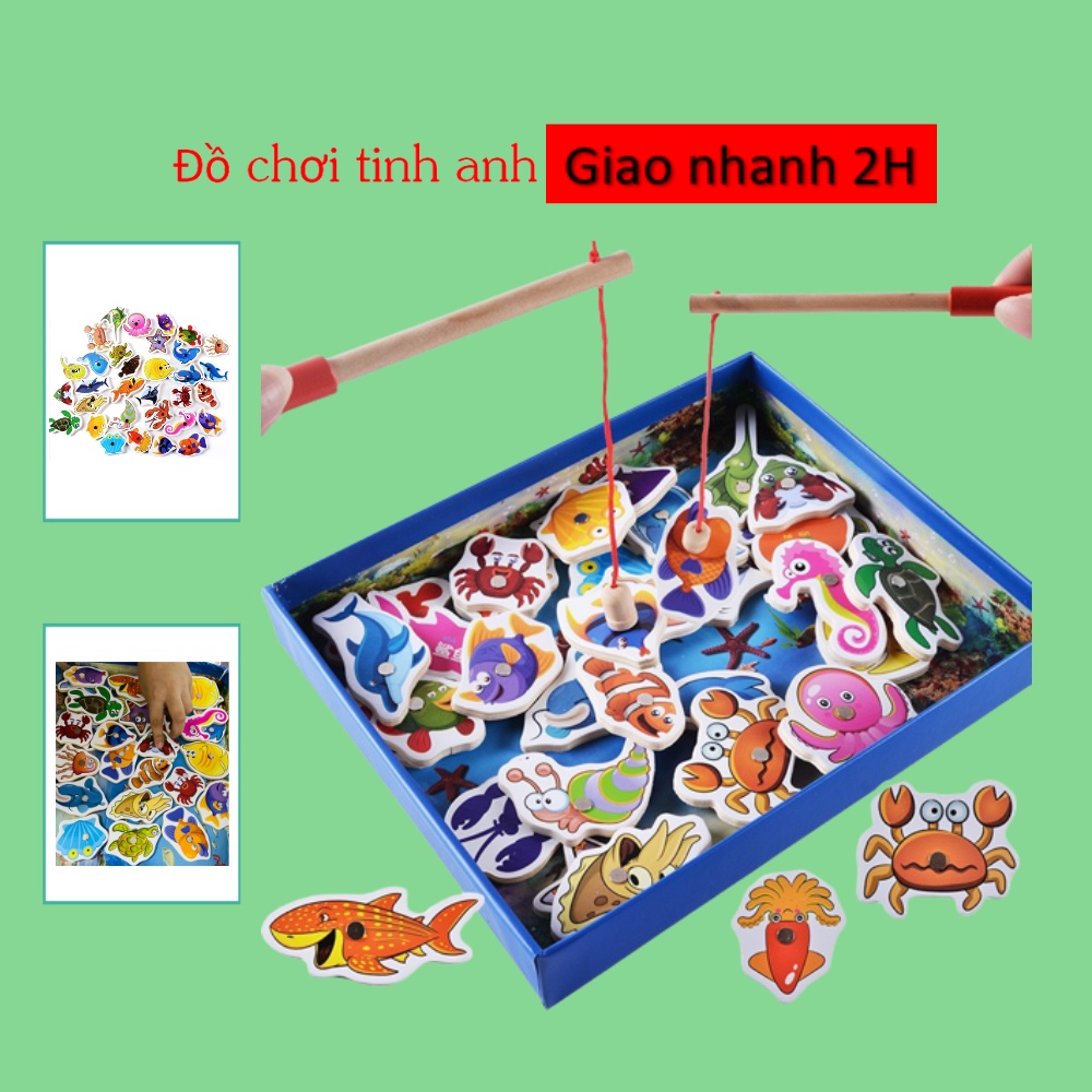 Đồ chơi gỗ thông minh - Câu cá 32 chi tiết hộp giấy