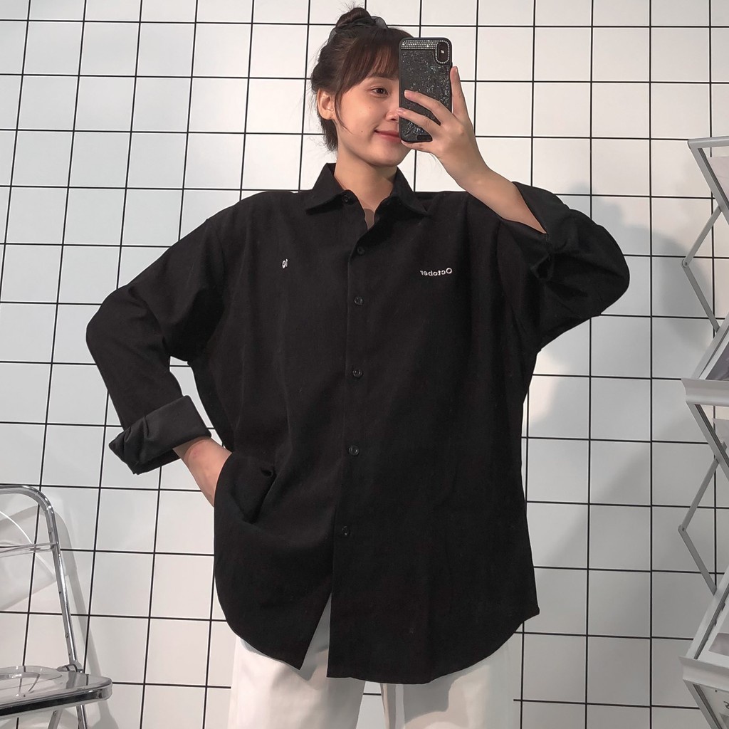 Áo sơ mi dài tay YoYo form rộng unisex nam nữ Ulzzang
