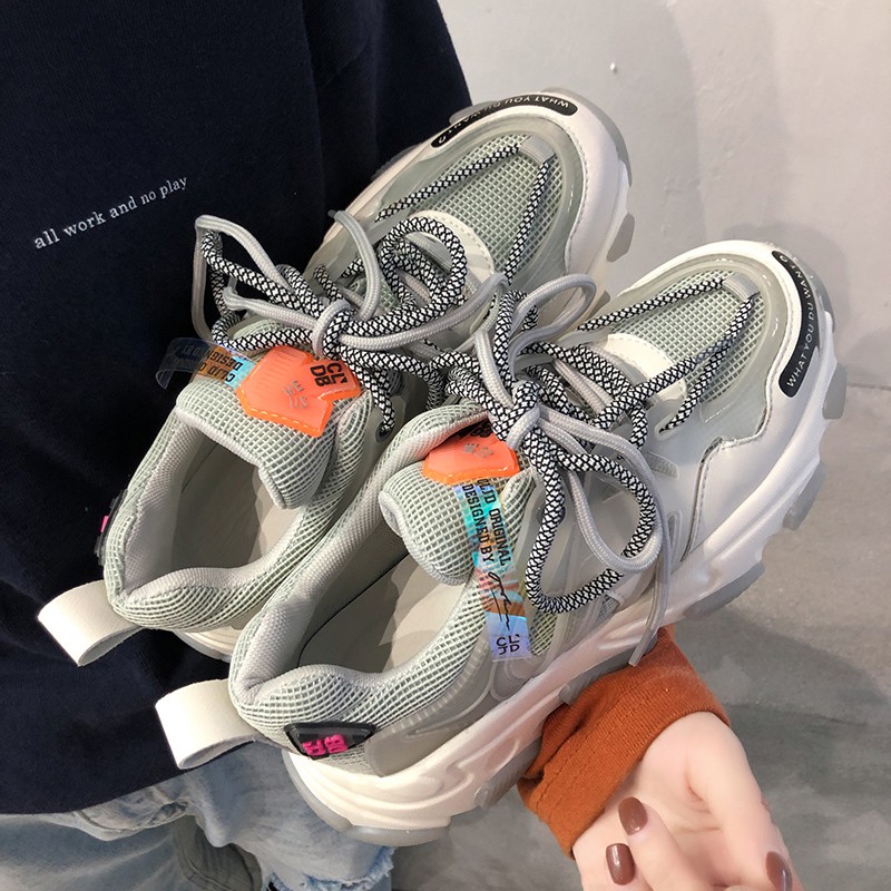 Giày thể thao nữ 2 dây buộc kiểu đế cao lượn sóng mẫu mới,trở thành cô gái tỏa sáng tốt nhất（07） | BigBuy360 - bigbuy360.vn