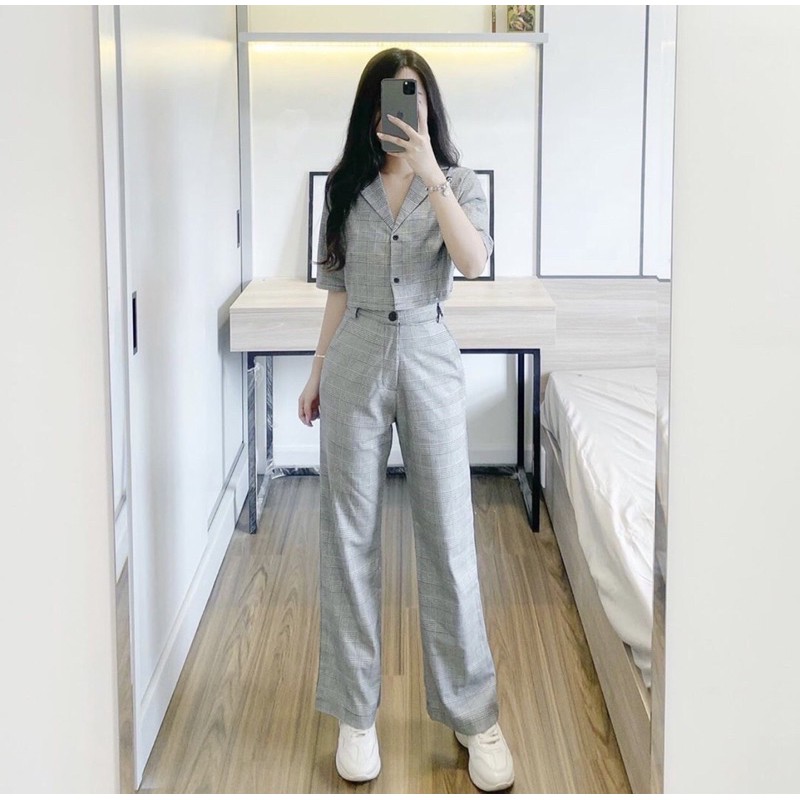 SQ14 Set crop top ống suông freesize