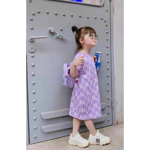 VÁY SUÔNG KÈM NÓN COTTON HỌA TIẾT NY CHO BÉ GÁI