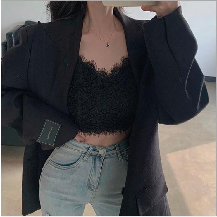 Áo Hai Dây Nữ Croptop Ren Hoa, Áo Bra 2 Dây Sexy, Áo Croptop Ren Siêu Đẹp M24