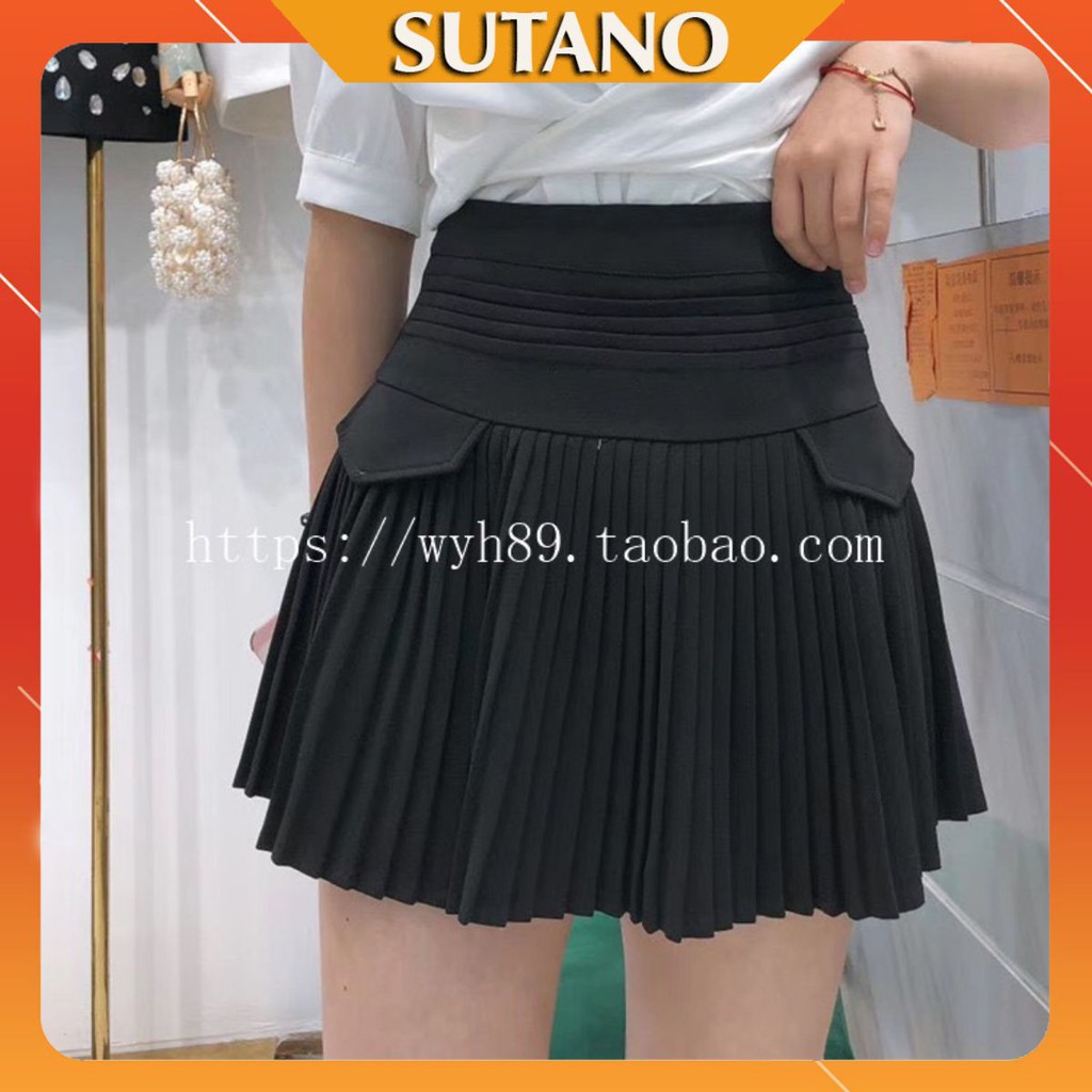 Chân váy ngắn xếp ly thời trang giả túi đẹp thời trang màu đen | BigBuy360 - bigbuy360.vn