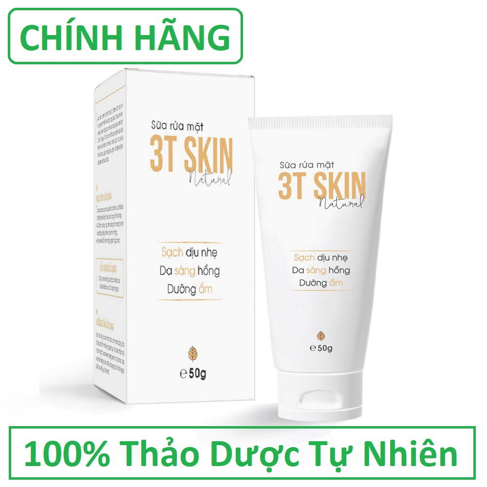[Mua 5 Tặng 1] Sữa Rửa Mặt Thiên Nhiên 3T Skin Sạch Sâu Tươi Mát, Giúp Da Sáng Mịn, Ngăn Ngừa Mụn (50gr)