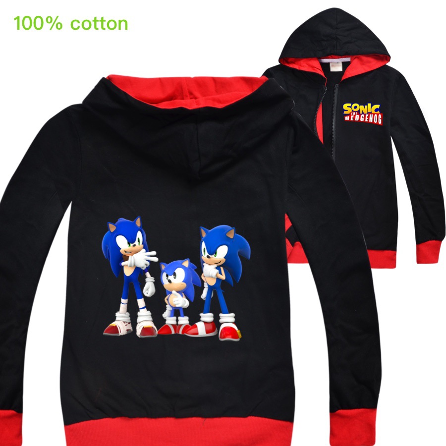 Áo Hoodie Dài Tay In Hình Nhân Vật Sonic The Hedgehog Dành Cho Các Bé