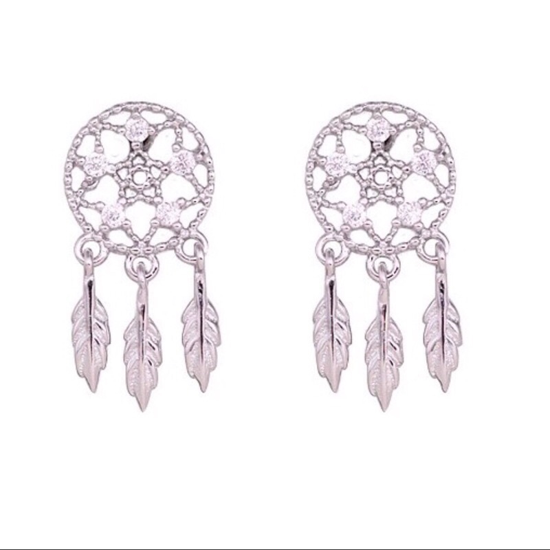 Khuyên tai bạc 925 thiết kế Dream mới lạ độc đáo cá tính lấp lánh Dế Bạc K5320