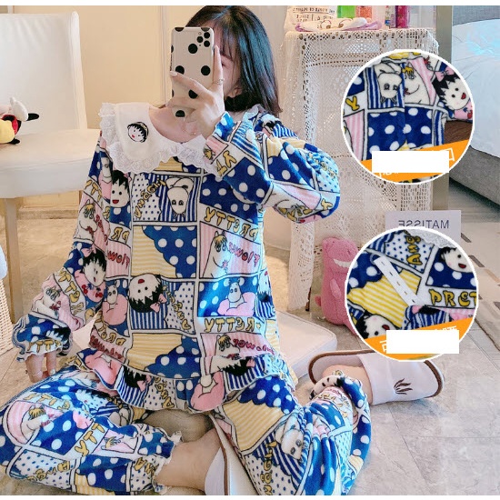 Bộ đồ bầu mặc nhà thu đông đẹp NỈ BÔNG - Quần áo sau sinh và cho con bú ti cho mẹ dài tay, Pijama ngủ giá rẻ Bigsize