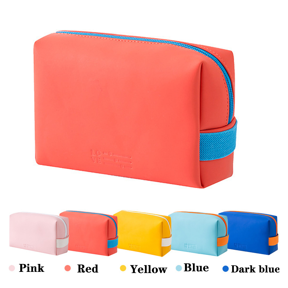[Hàng mới về] Túi đựng mỹ phẩm trang điểm vải PU chống thấm nước kích thước nhỏ gọn dễ thương nhiều màu mang đi du lịch