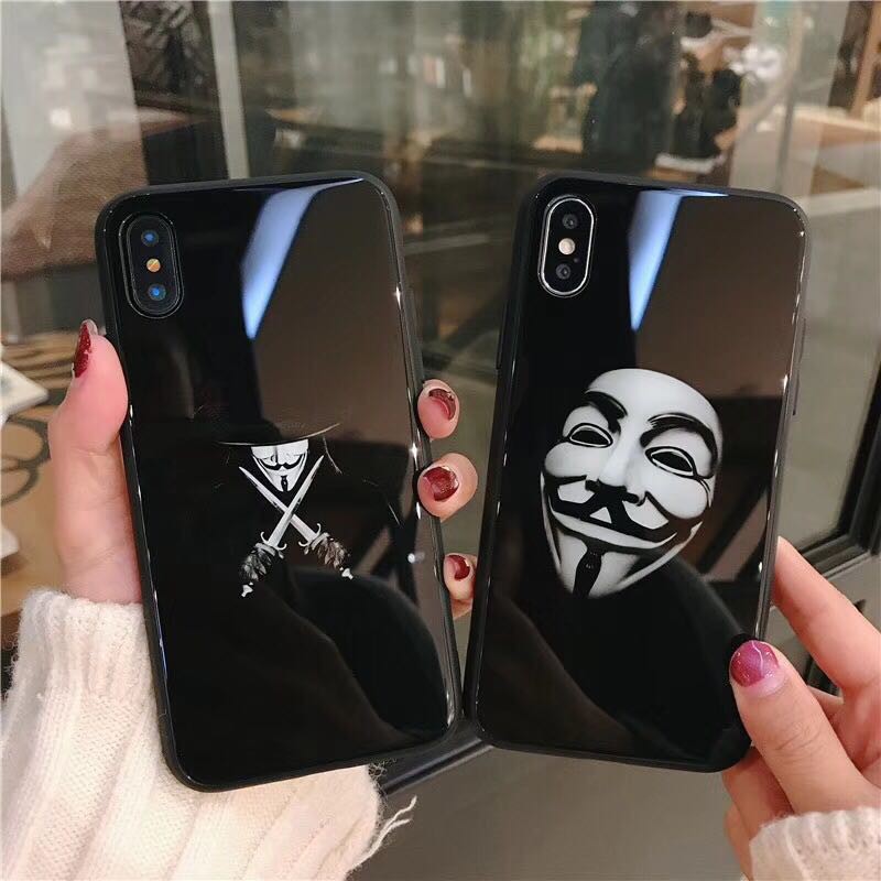 ốp lưng iphone ốp kính cường lực hacker Anonymous  dành cho iphone 6 6s 7 8  x xs xsmax 11 pro max - k249