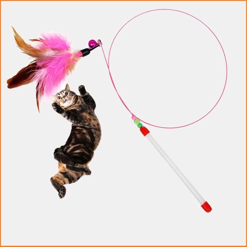 Đồ chơi cho mèo kiểu gậy gắn lông vũ sáng tạo dễ thương vui nhộn
