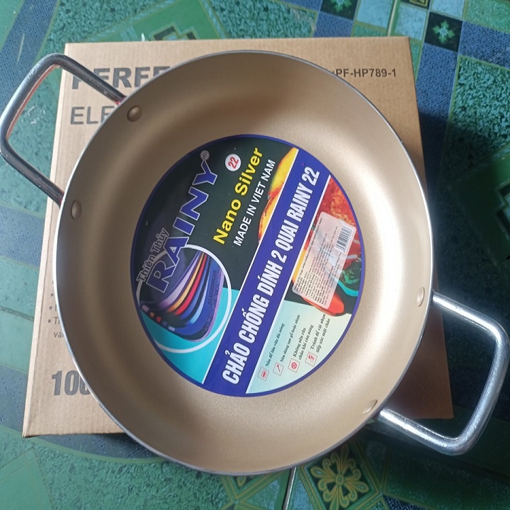 Chảo Xào Chống Dính 2 Quai Rainy 22 cm - Hàng Chính Hãng