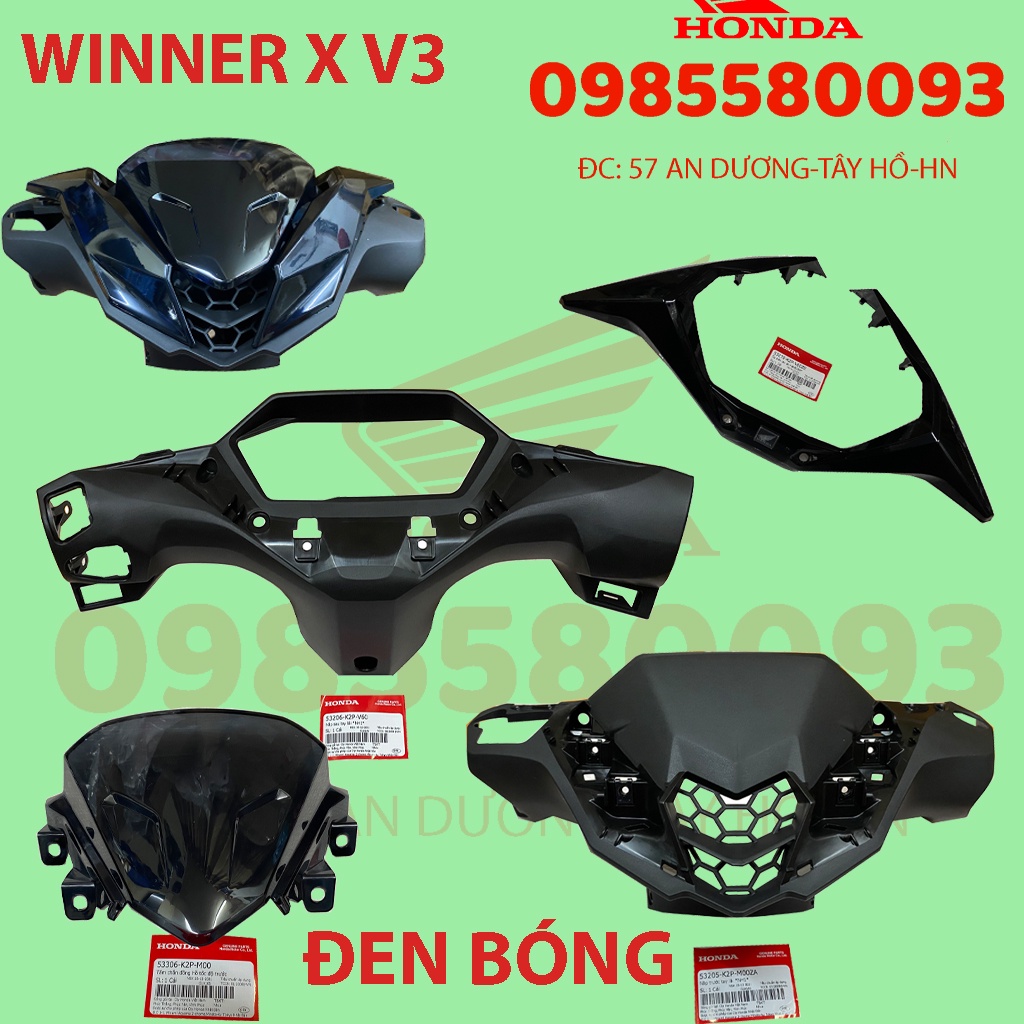 DÀN ÁO, BỘ VỎ ĐẦU WINNER V3 MÀU ĐEN BÓNG