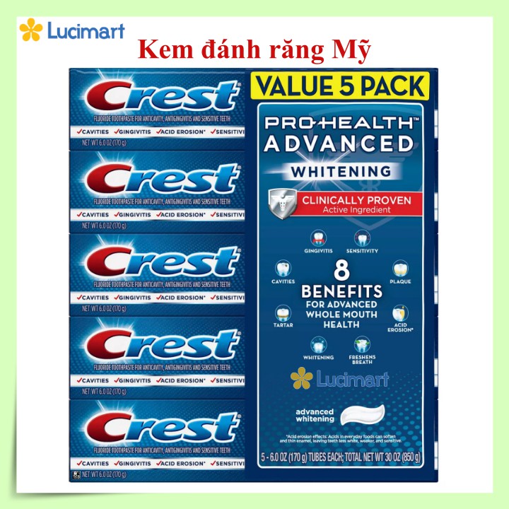 Kem đánh răng Crest Pro-Health Advanced Whitening [Hàng Mỹ]