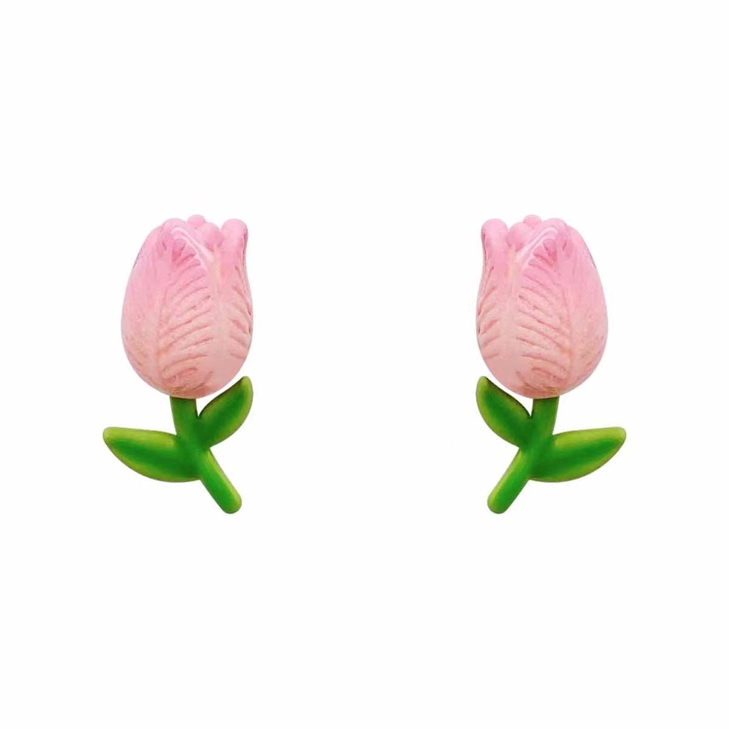Khuyên tai AY kiểu dáng hoa tulip thời trang ngọt ngào cho nữ