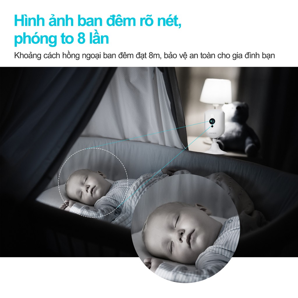 Camera ip wifi Conico 812E Full HD 1080P 2MP - Góc quan sát rộng 150 độ, Đàm thoại 2 chiều, Báo động đột nhập | BigBuy360 - bigbuy360.vn