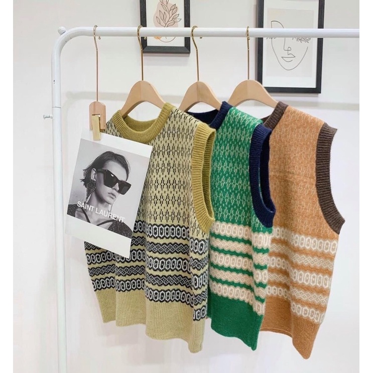 Áo gile,gile len phối màu ziczac hàn quốc | BigBuy360 - bigbuy360.vn