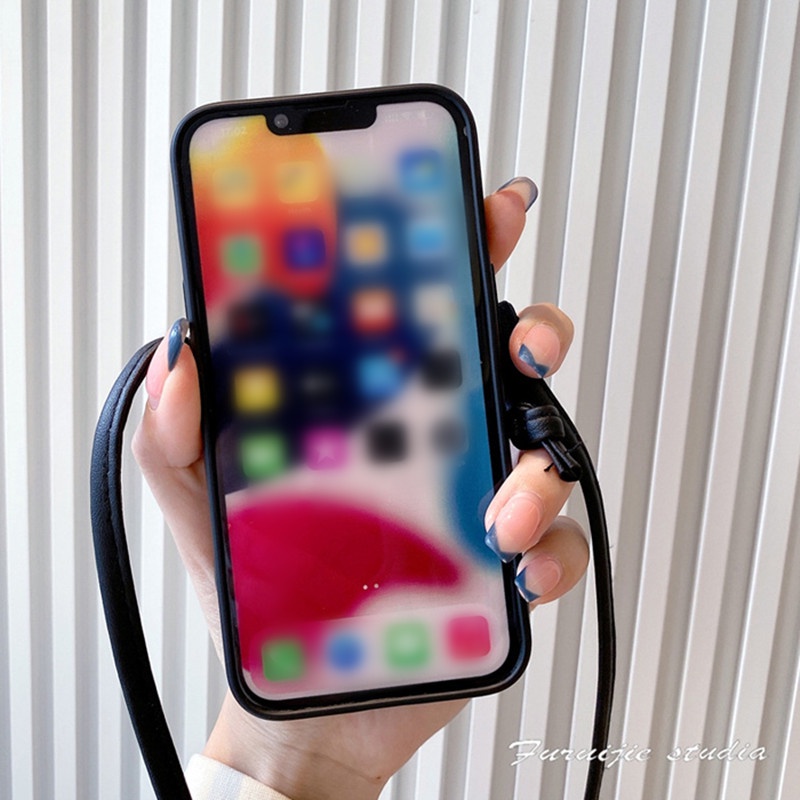 Da Ốp Điện Thoại Mềm Hình Mèo Có Dây Đeo Chéo Cho iphone 15 14 7 8 plus se2 x xs xr 11 12 13 pro max