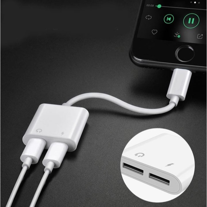 Jack chuyển đổi 2in1 Sang 2 Vừa Sạc Vừa Cắm Tai Nghe Có Hỗ Trợ Mic-SAM STORE