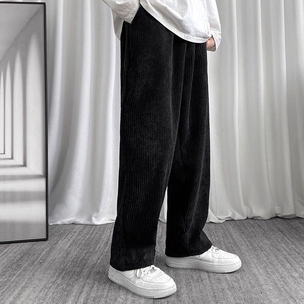 Quần Ống Rộng Baggy Kaki Nhung Tăm Nam Nữ Vintage phong cách thời trang 1900 Ulzzang Unisex