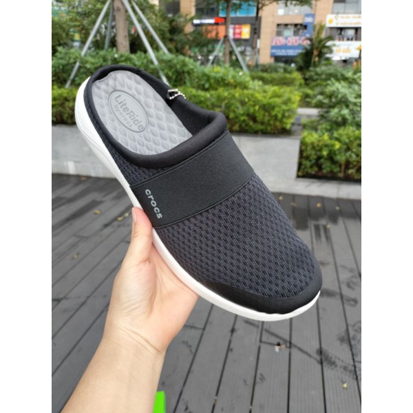 Giày sục cross literide mesh mule cho nam màu đen