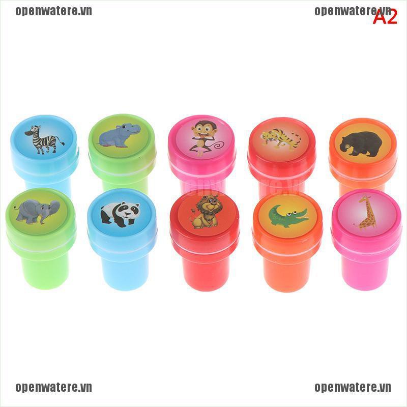 OPENE 5Pcs self-ink cartoon rubber stamps toy diy scrapbook gift educational toy VN
