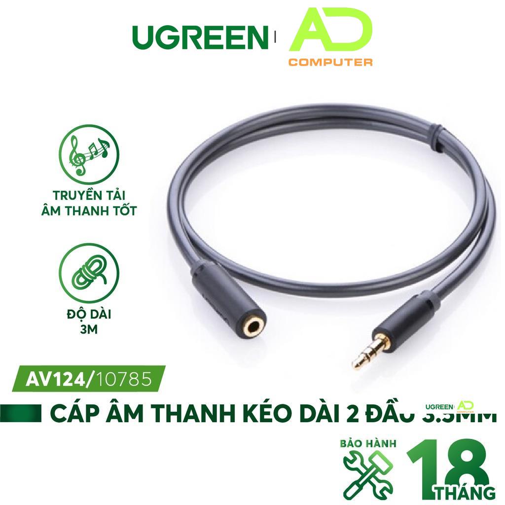 Cáp âm thanh kéo dài hai đầu chuẩn 3.5mm 1 đầu đực 1 đầu cái UGREEN AV124- Hàng phân phối chính hãng - Bảo hành 18 tháng