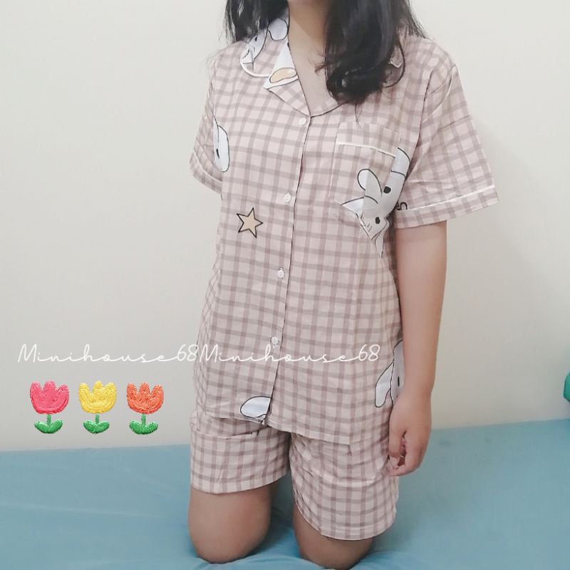 Pijama Hàn Quốc Hình Cute Tay Ngắn Quần Ngắn Đủ Size - Bộ ngủ Couple Full size