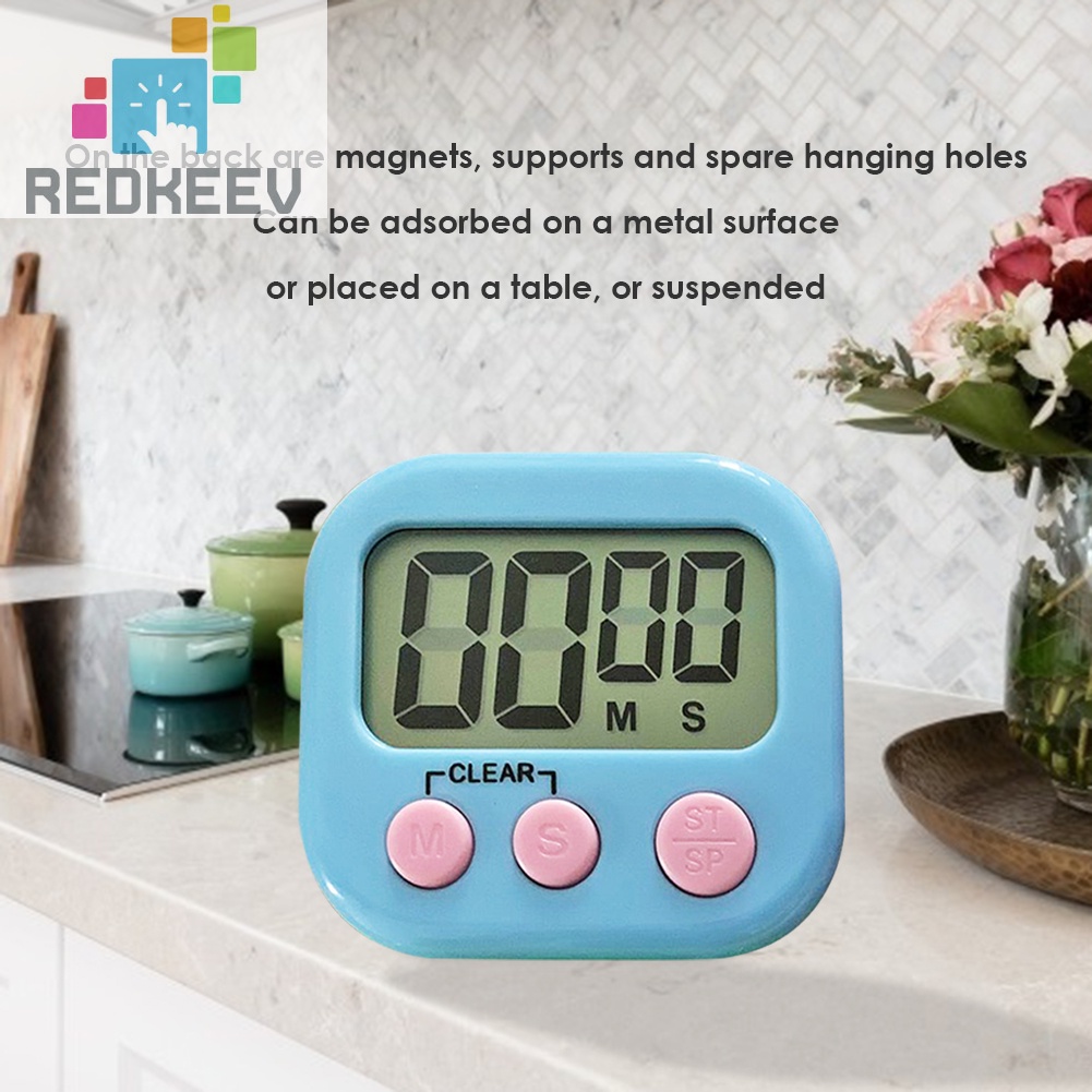 Đồng hồ hẹn giờ nấu ăn đếm ngược màn hình LCD có giá đỡ